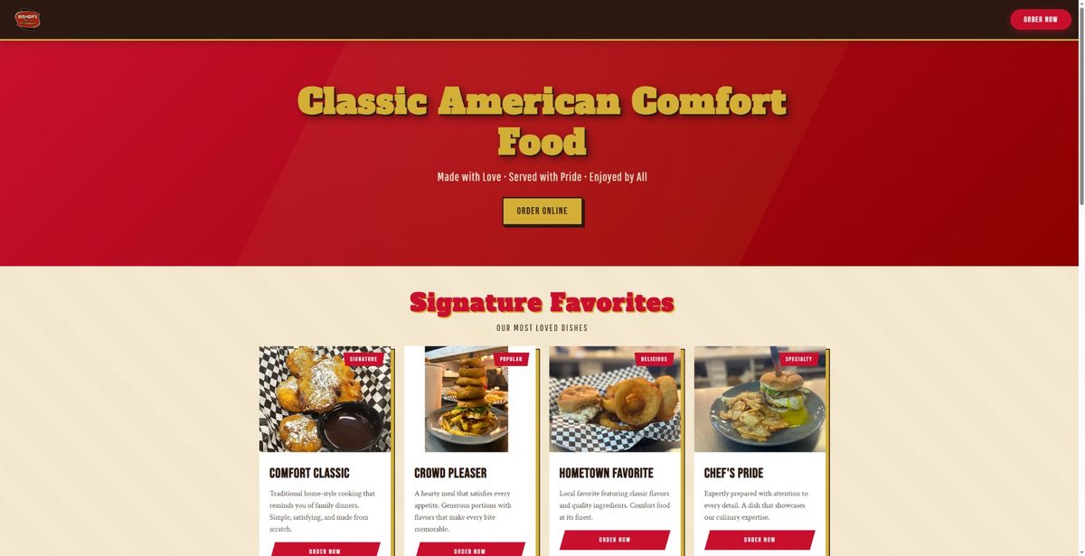 Bishops Fine Food website screenshot