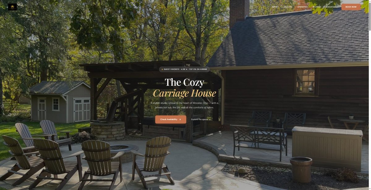 Cozy Carriage House website screenshot