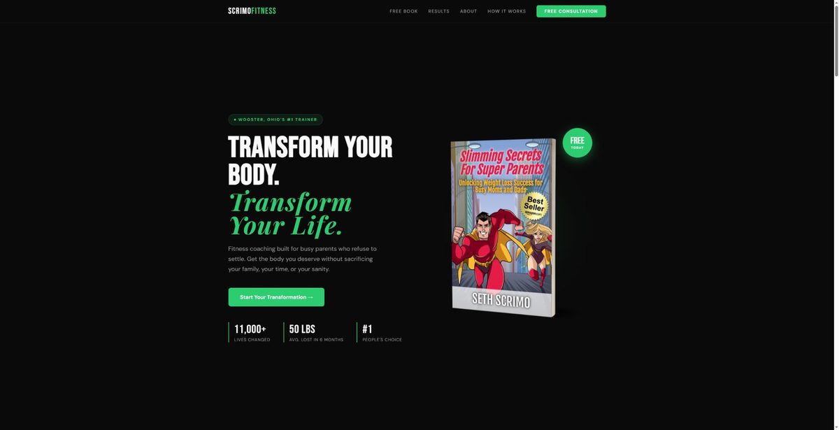 Scrimo Fitness website screenshot